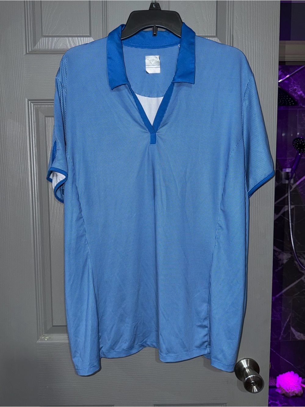 Callaway Light Blue Short-Sleeve Golf Polo with Dark Blue Trim